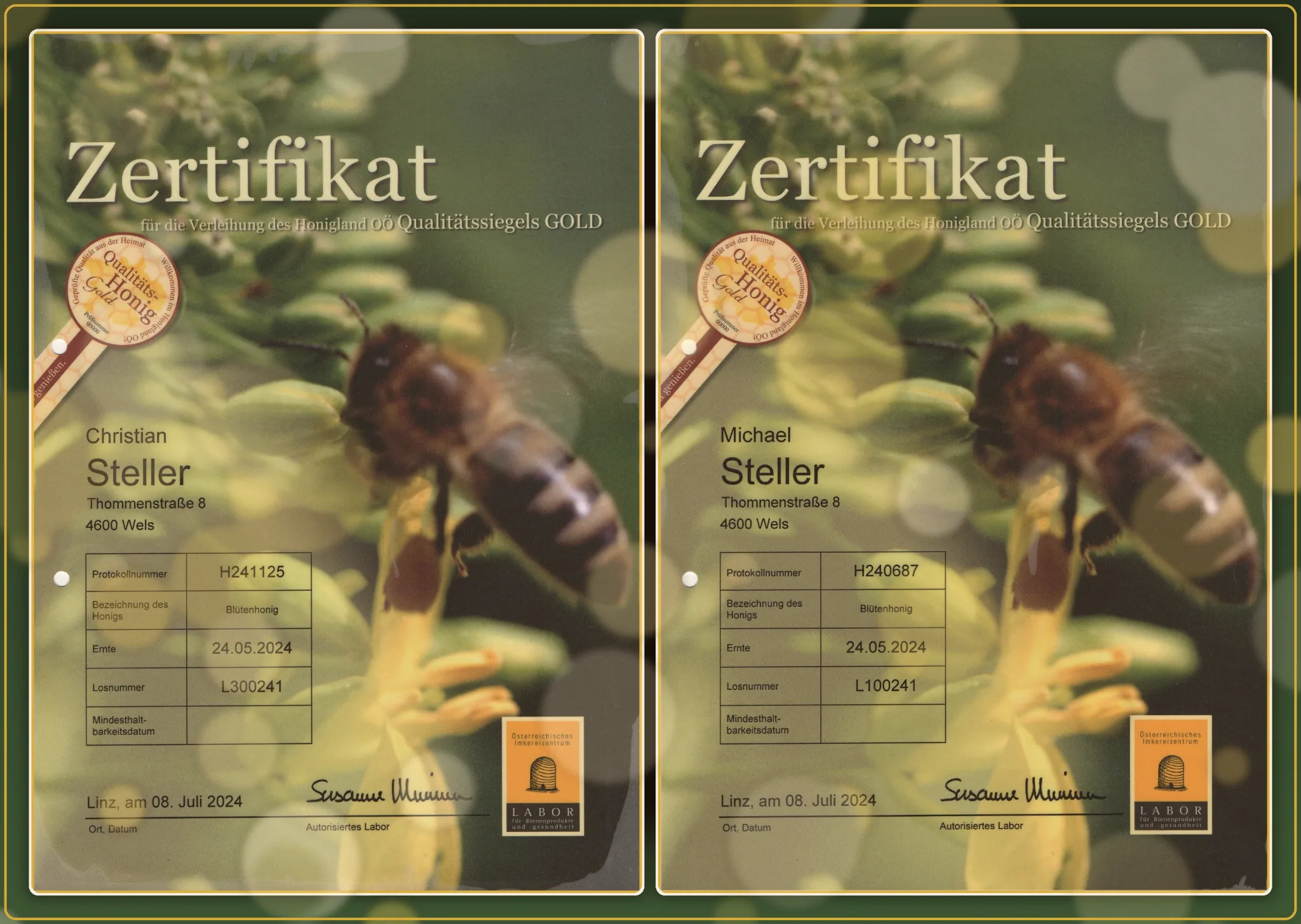 Höchste Qualitätsauszeichnung Gold – alle erzeugten Chargen 2024